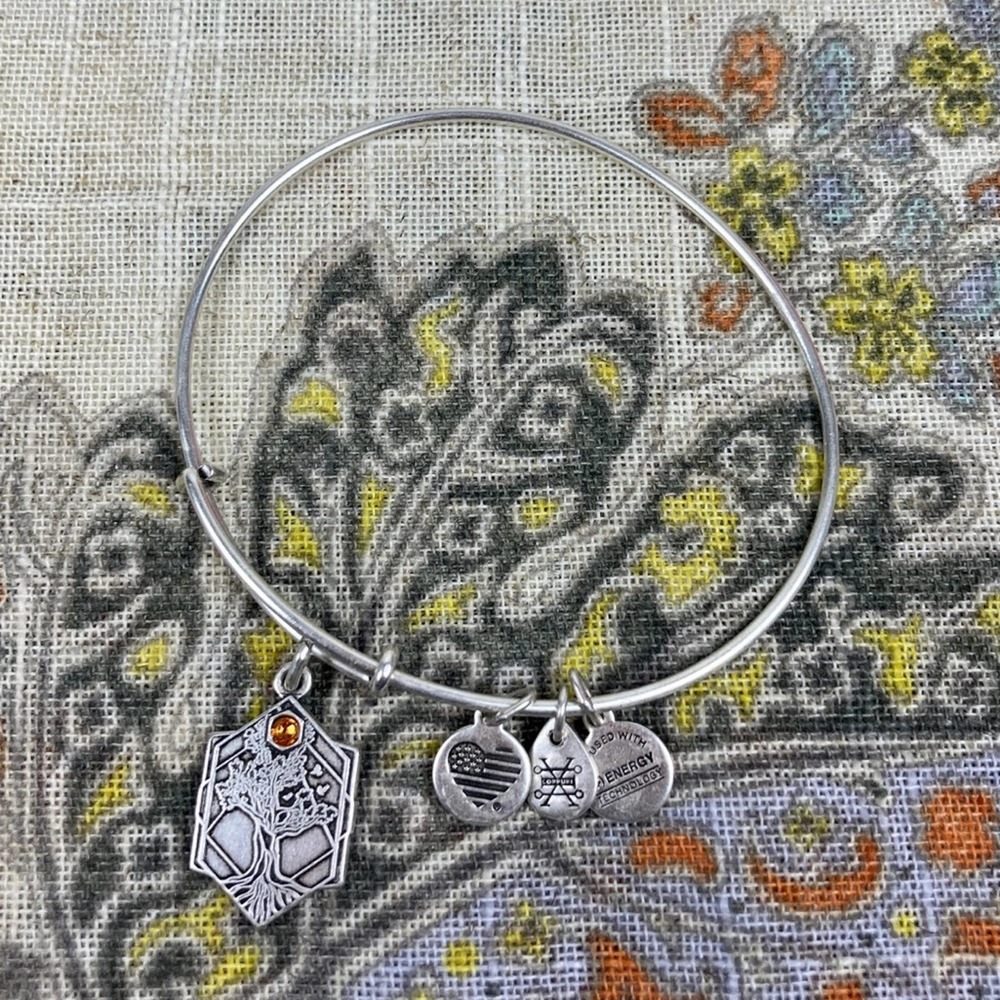 Alex & Ani Silver Tree of Life Charm Bangle